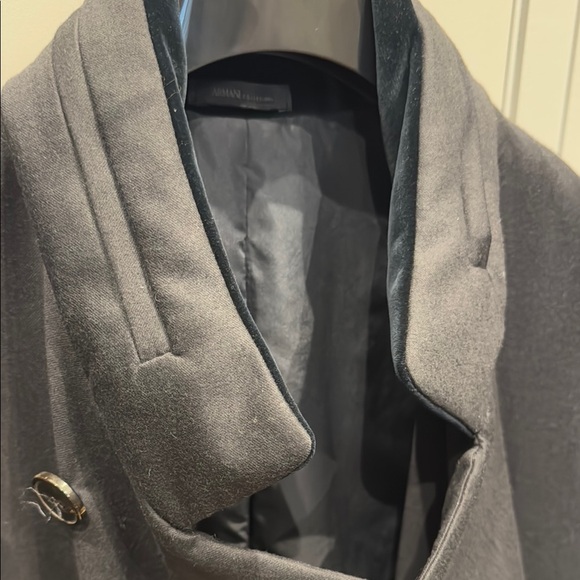 Navy Double Breasted Trench Coat with Wide Lapels and Tailored Fit - Picture 6 of 6